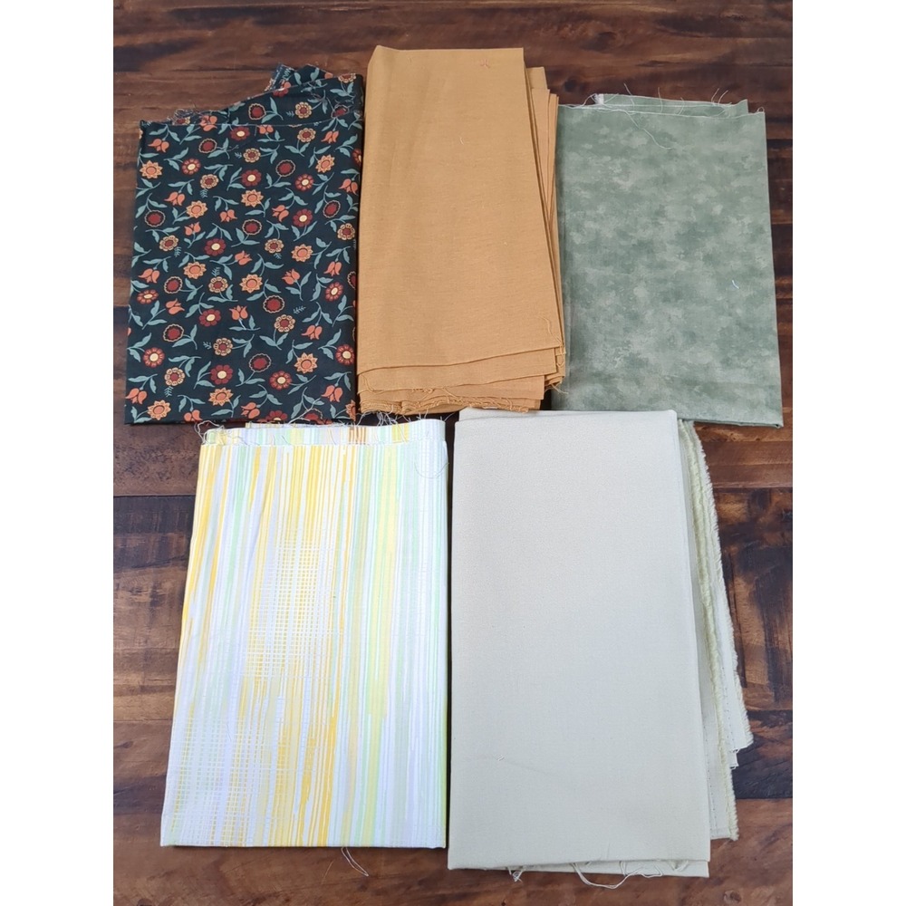 Lot of Fabric floral, Stripes, solid, Blue, Green Brown Yellow‎ 1lb